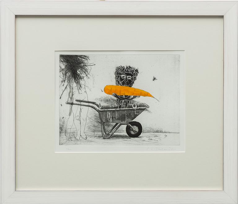 PG Thelander, Composition with a Carrot in a Wheelbarrow.