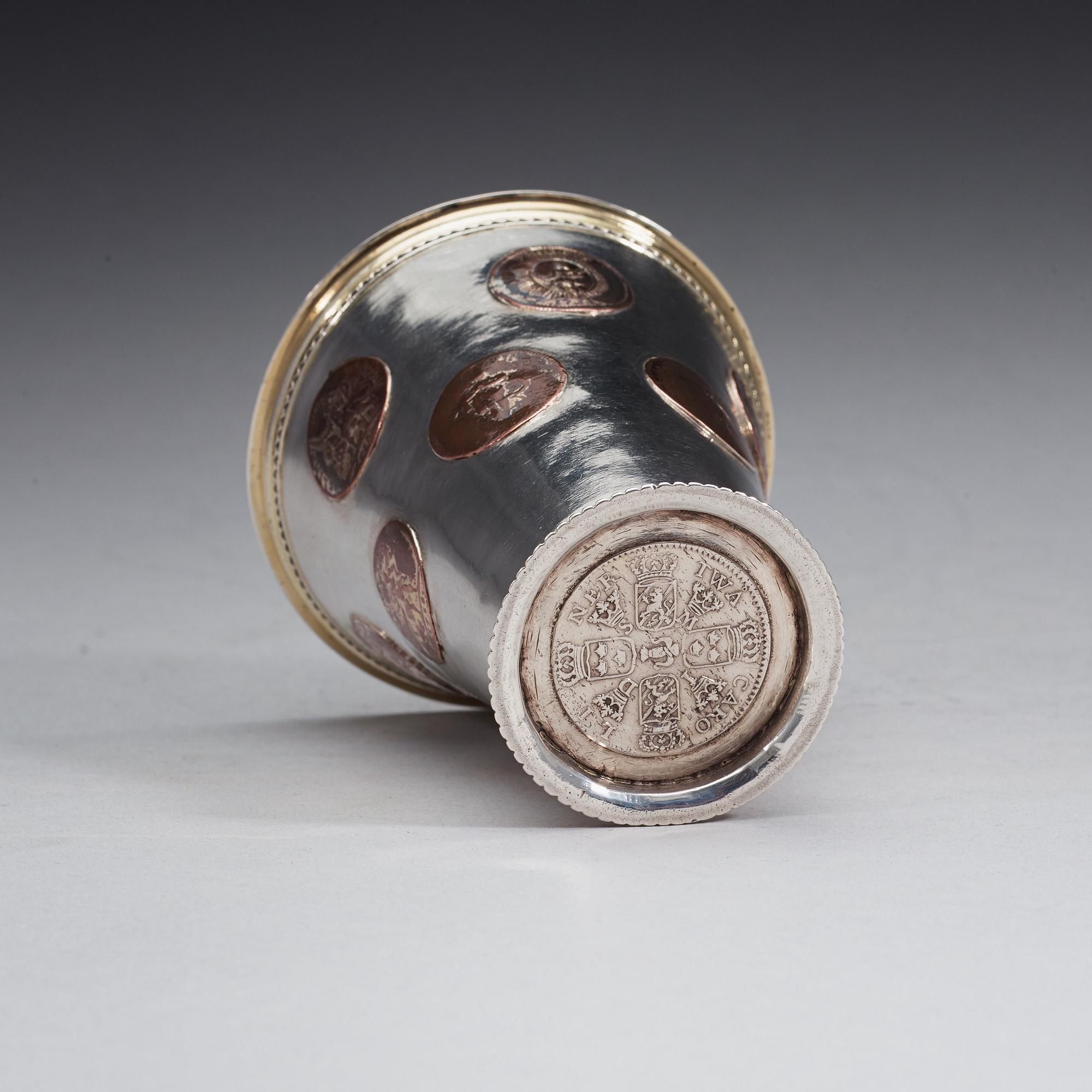 A Swedish 18th century parcel-gilt beaker, marks of Magnus Myrman, Norrköping (1706-1730).