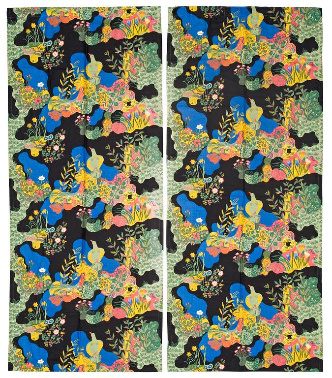 A pair of Josef Frank 'Anakreon' linen curtains by Svenskt Tenn.