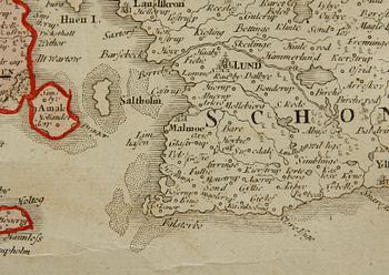 KARTOR, 2 st, kolorerade. Jo. Baptista Homann. Danmark. 1700/1800-tal.