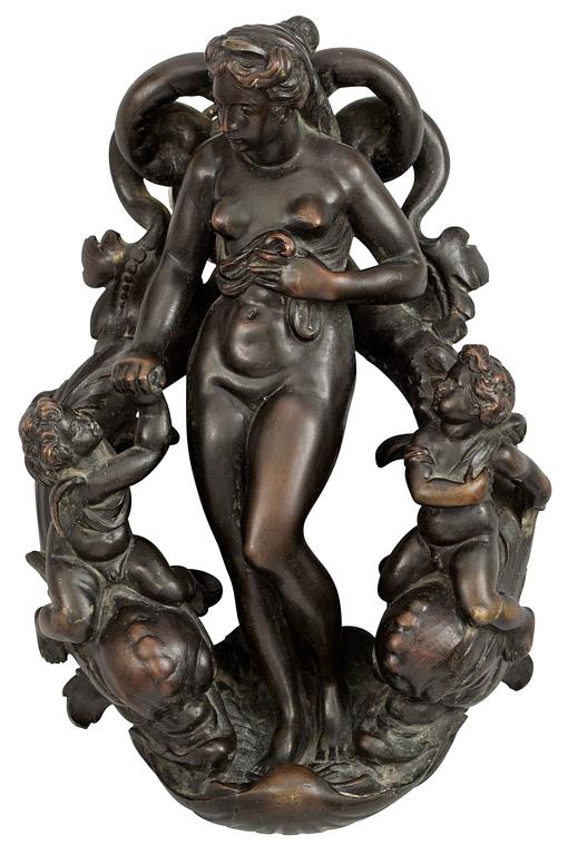 An Italian 18th/19th century door knocker, after the model by Tiziano Aspetti (1559-1606).