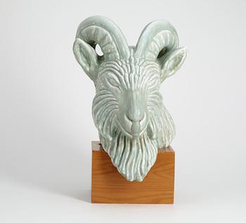 A Gunnar Nylund stoneware figure of a billy's head, Rörstrand.