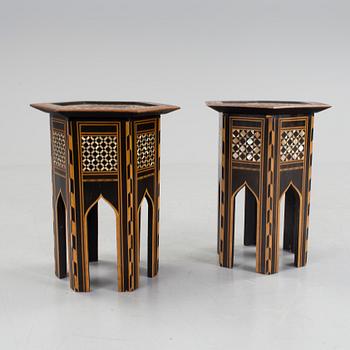 A pair of side tables with mother-of-pearl inlay, Ottoman empire first half of the 20th Century.