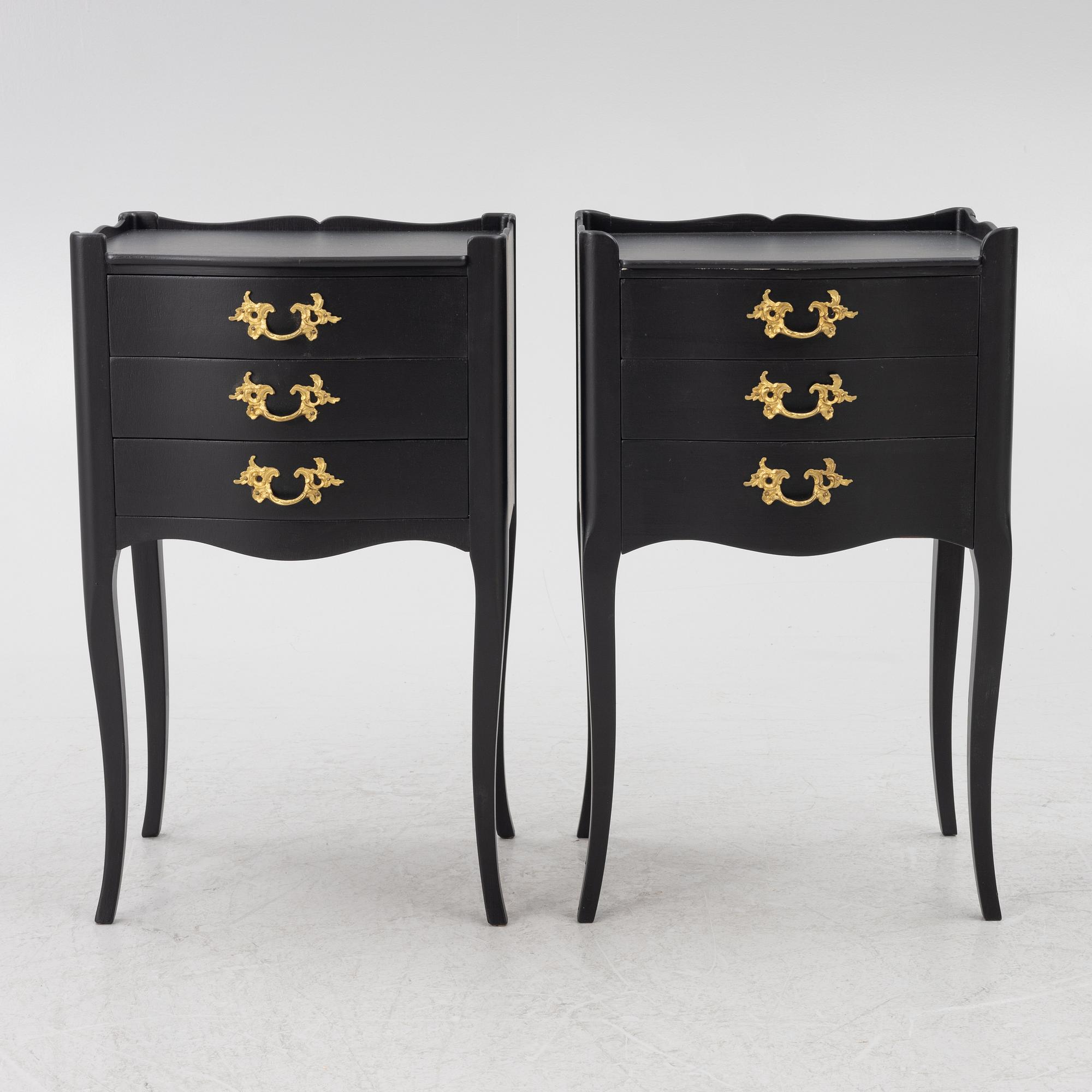 A pair of Bedside tables, Rococo style, 20th century.