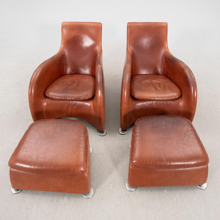 Gerard Van Der Berg, armchair with footstool 1 pair "Loge" for Montis Netherlands late 20th century.