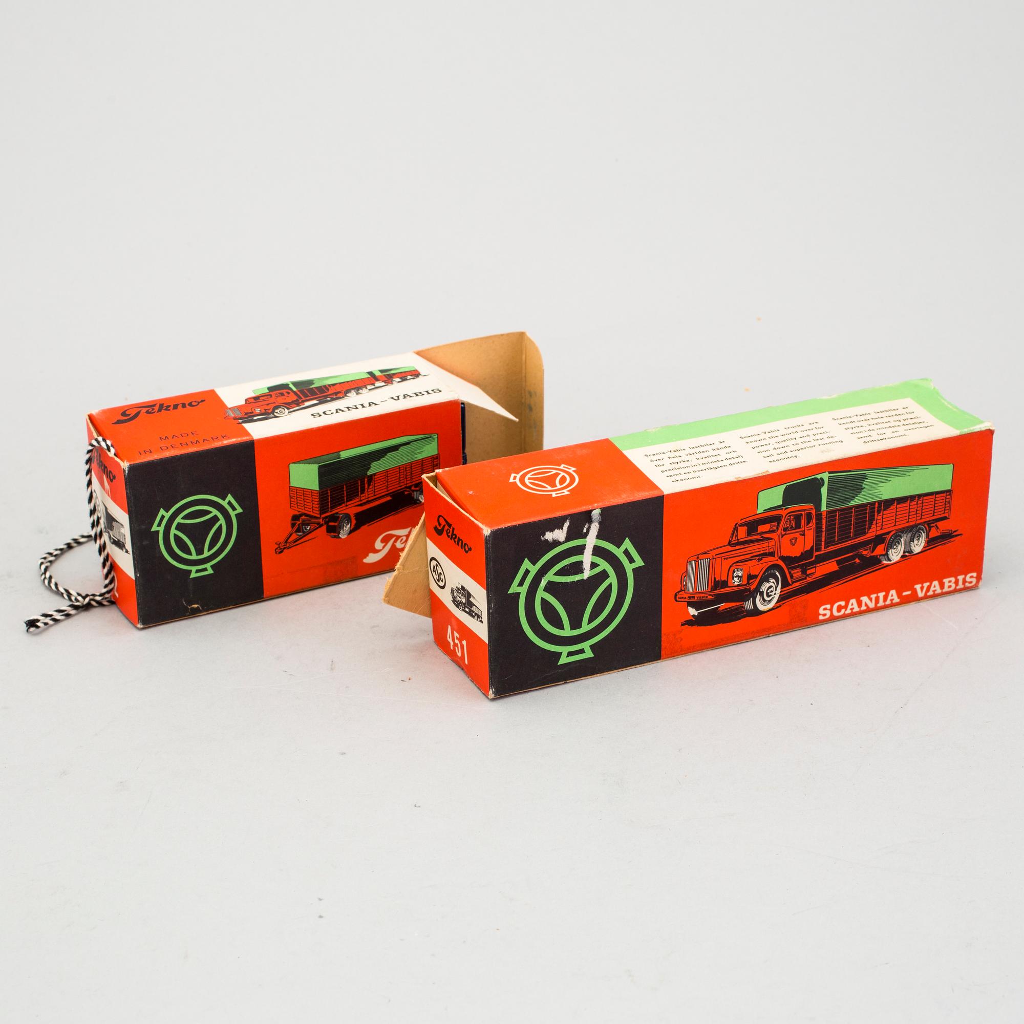 A lot of six toy cars by Tekno and Ståhlberg, Denmark and Finland second half of the 20th century.