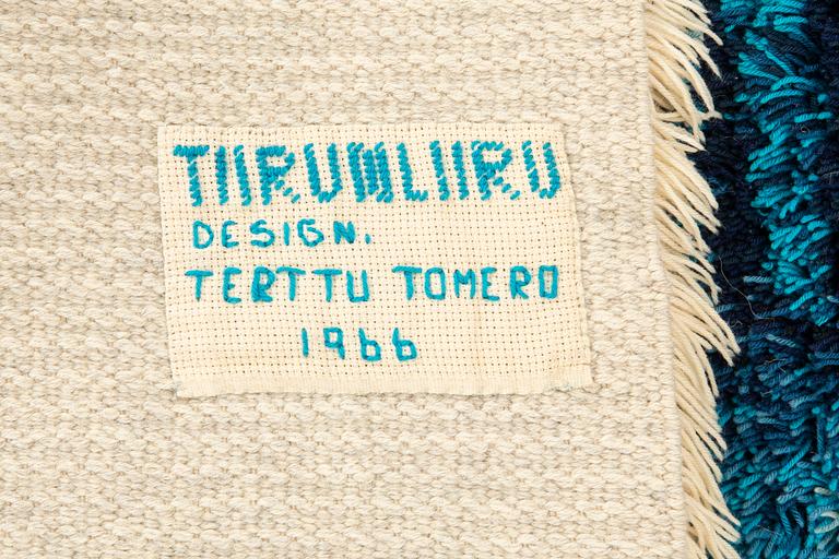 Terttu Tomero, matta rya "Tiirumliiru" signerad och daterad 1966 ca 193X67 cm.