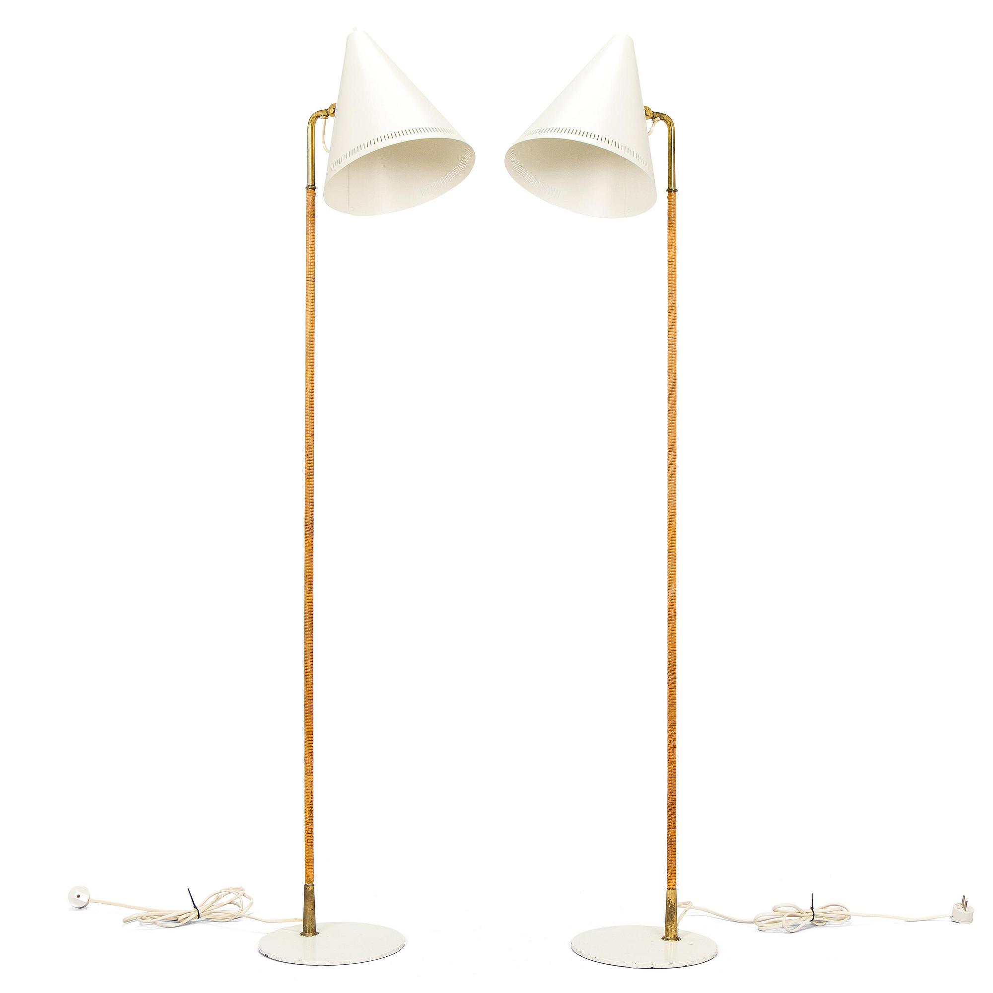 Paavo Tynell, a pair of mid-20th century K10-10 floor lamps for Taito Finland.