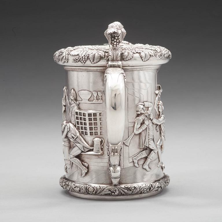 A Swedish 19th century parcel-gilt tankard, mark of Gustaf Folcker, Stockholm 1847.