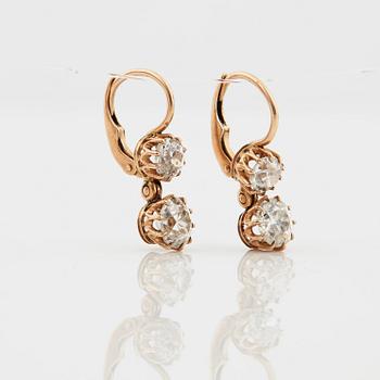 A pair of old cut diamond earrings.