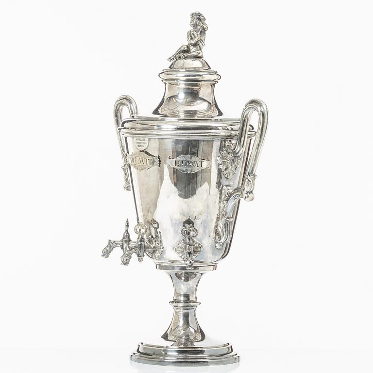 Brännvinscistern, nysilver, DA Kjernås Nysilfverfabrik, Göteborg.