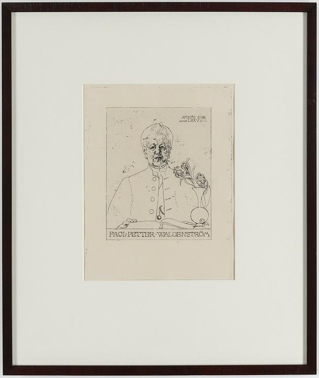 CARL LARSSON, etsning, sign o dat i plåten: "C.L. 1914". Etat 1. Mycket sällsynt. "Paul Petter Waldenström".