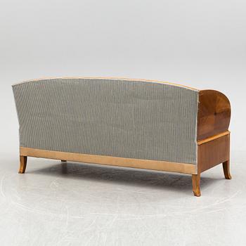 SOFA, TABLE AND FIVE CHAIRS, mid 20th century.