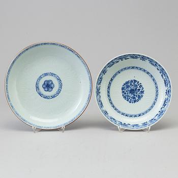 Two blue and white dishes, Qing dynasty, Qianlong (1736-95).