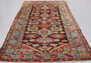 A CARPET, an antique Karabagh kelly, around 1870-1890, ca 330 x 157 cm (as well as one end has 1-3 cm flat weave).