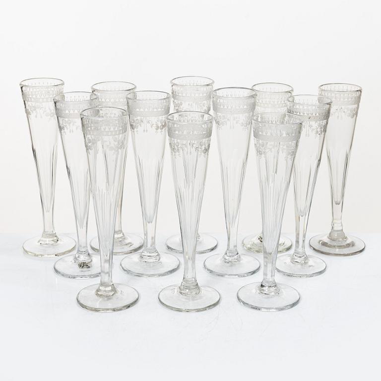Champagne glasses, 12 pcs, circa 1900.