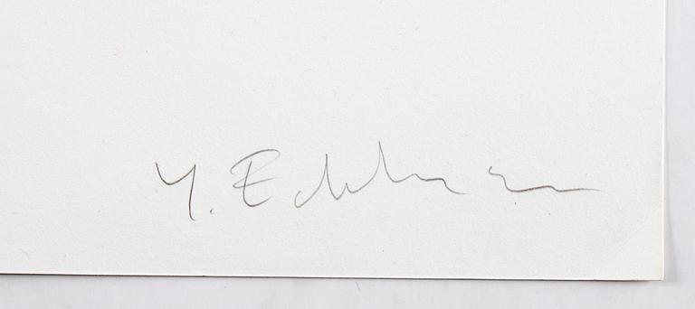 Yrjö Edelmann, lithograph in colours, signed HC.