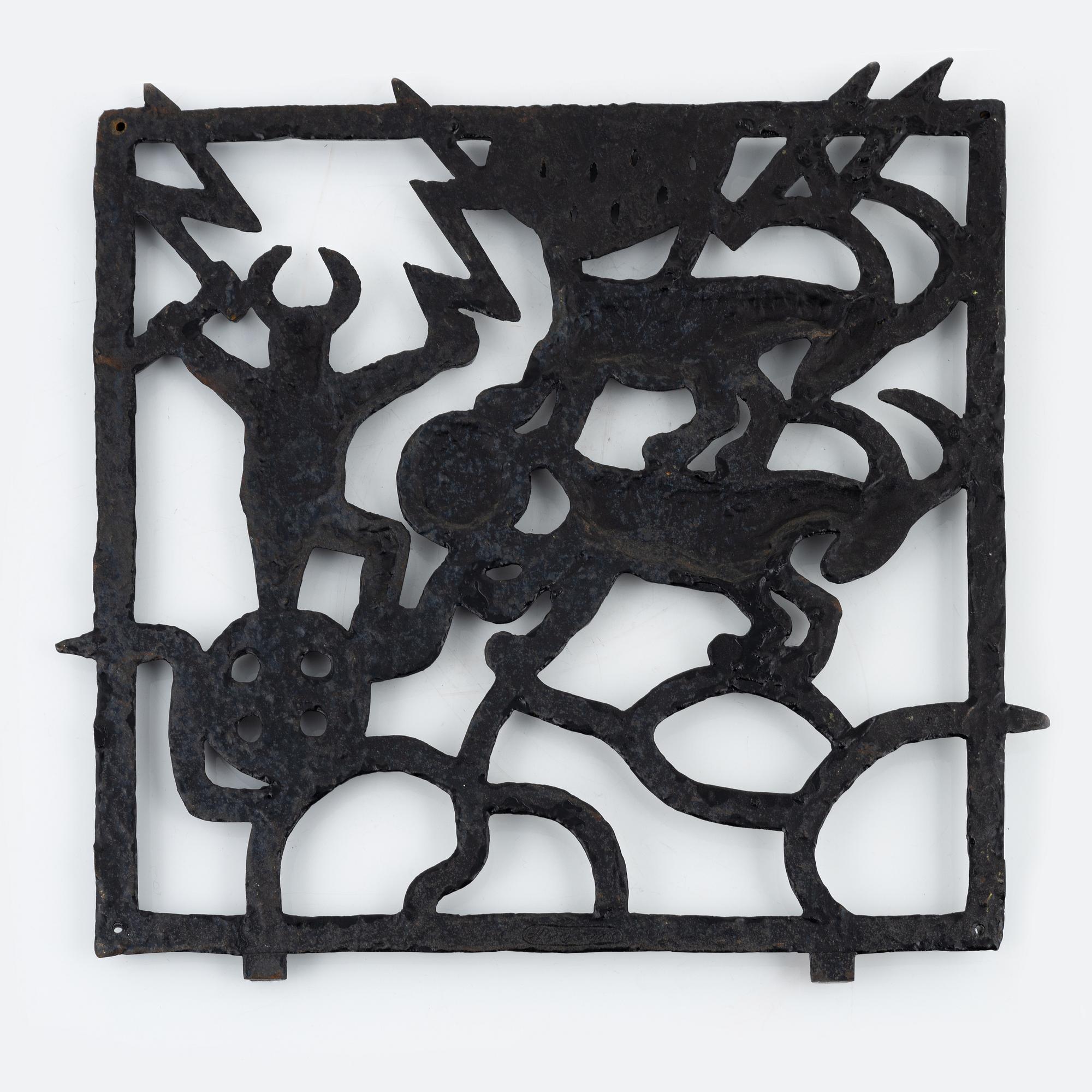 Olle Hermansson, a cast iron fire screen, Husqvarna.