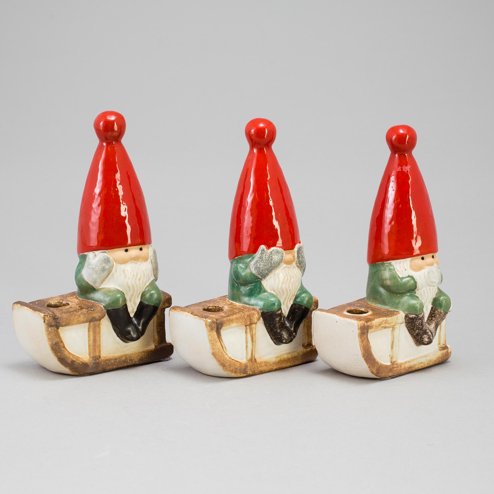 A set of three stoneware figurines by Lisa Larson for Gustavsberg.