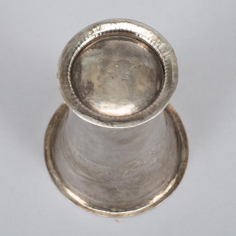 Three swedish silver beakers, including Carl Fahlberg, Uppsala 1765.