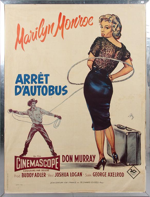 FILMAFFISCH, "Arrêt D'autobus", (Bus Stop), Marilyn Monroe.