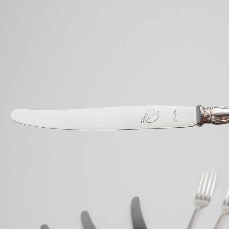 BESTICK, 7+7 delar, silver, C.G. Hallberg, 1940-tal. Totalvikt 1025g.
