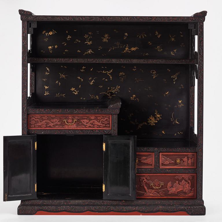 A lacquer display cabinet, late 19th Century.