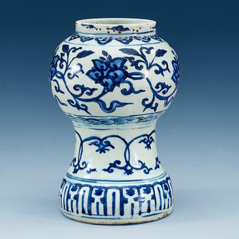 A blue and white vase, Ming dynasty, with Wanli six character mark and of the period (1573-1620).