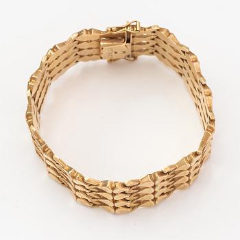 Rannekoru, 14K kultaa. Tuontileimattu Helsinki 1970.