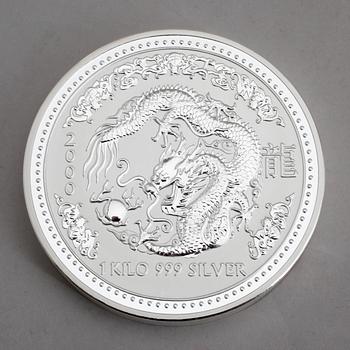 SILVERMYNT, 30 dollars, Elizabeth II, Australien, 1995. Vikt 1 kg.