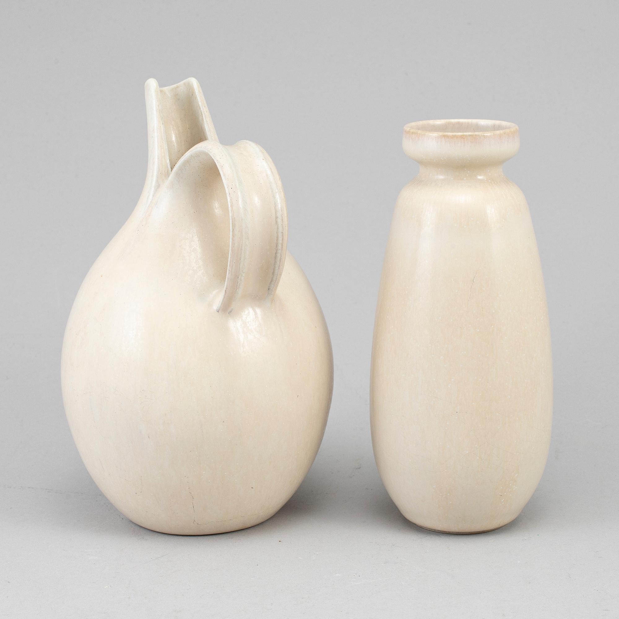A vase and a jug, Saxbo, Denmark. Vase by Eva Staehr-Nielsen.