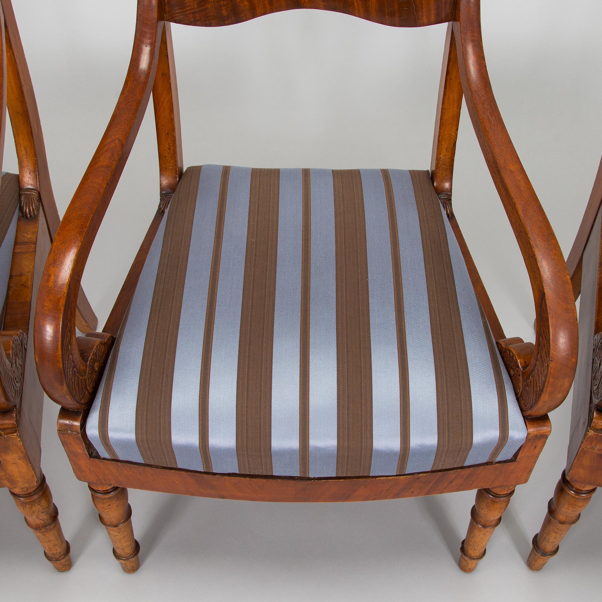 A set of three Biedermeier armchairs, probably St. Petersburg  1820s.