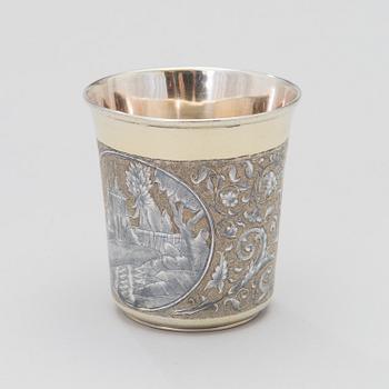 A RUSSIAN SILVER AND NIELLO BEAKER, Unknown goldsmith AK, Moscow 1841.