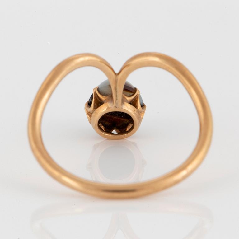 Ring 14K guld med bandad agat.