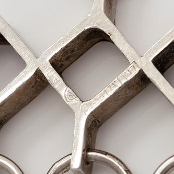 Jorma Laine, a set of two silver pendants, a bracelet and a brooch. Kultateollisuus Oy, Turku 1965-1972.