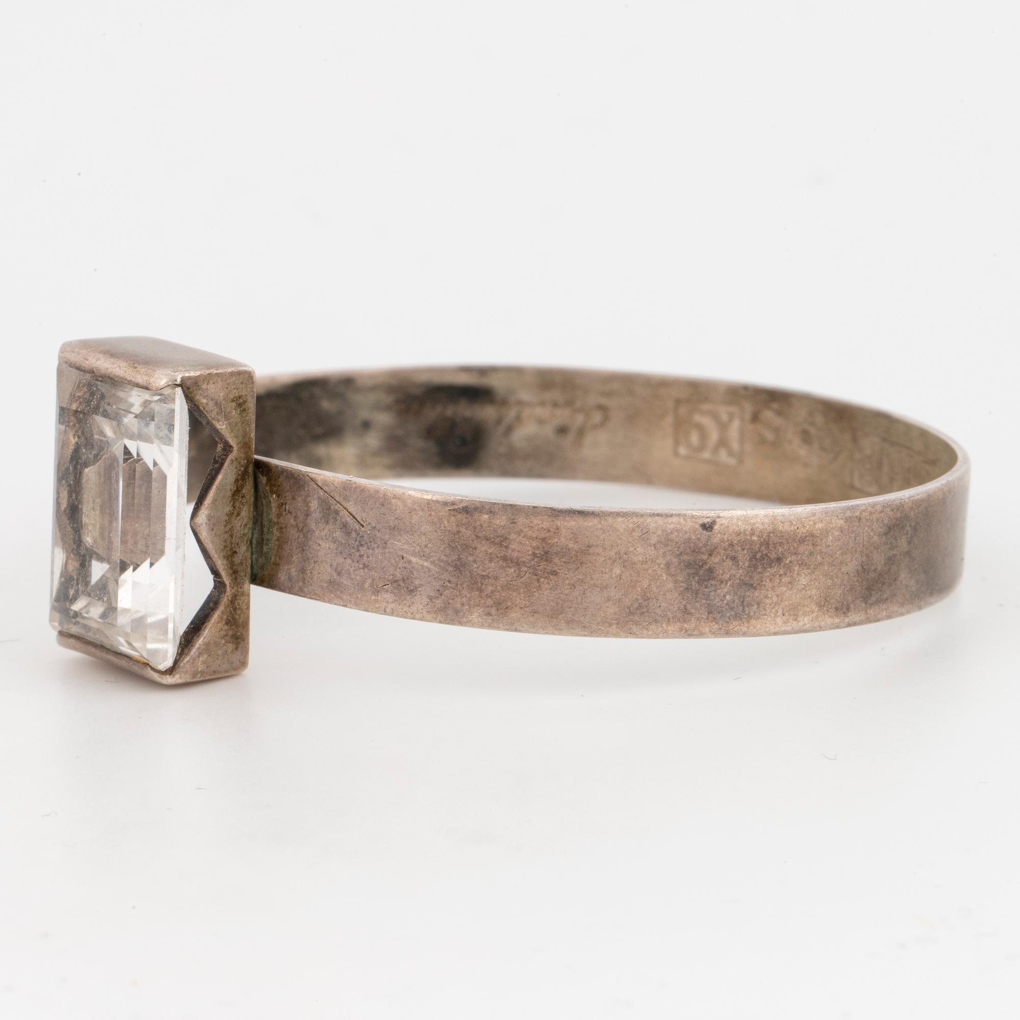 Bangle, sterling silver with faceted rock crystal. Åke Lindström for Bengt Hallberg.