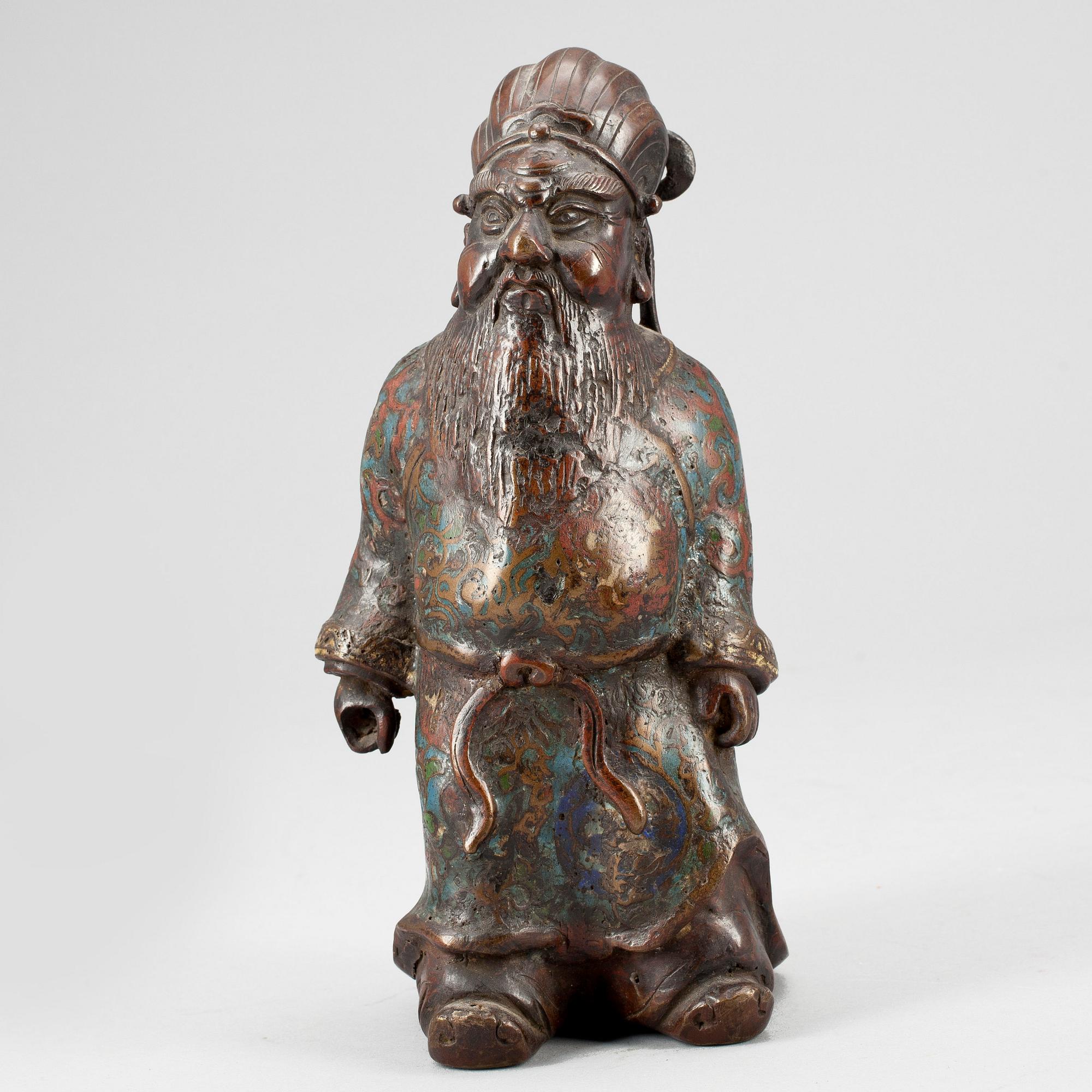 SKULPTUR, brons och cloisonne, Kina, troligen omkring 1900.