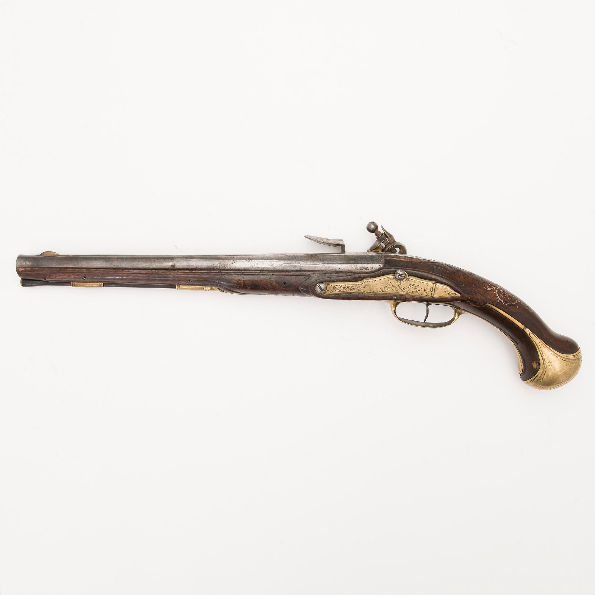 A French flintlock pistol, Tezenas Freconnet, first half of 18th Century.