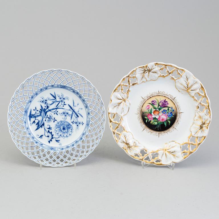 Four porcelain plates, Germany and France, 19th century.