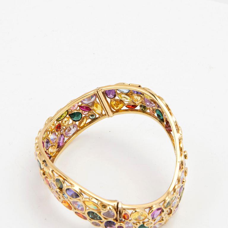 Armring, 18K gold with coloured gemstones, Italy.