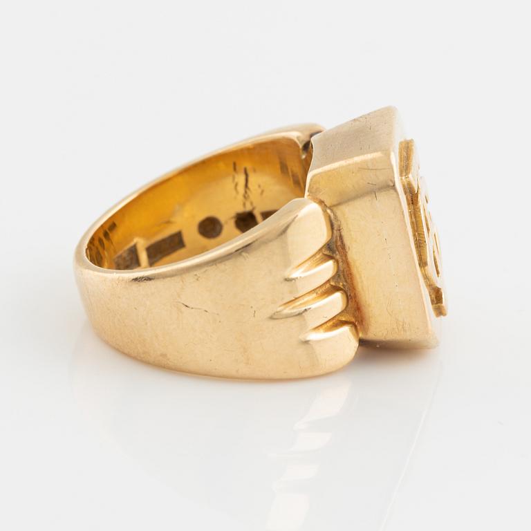 Ring, 18K guld, med monogram.