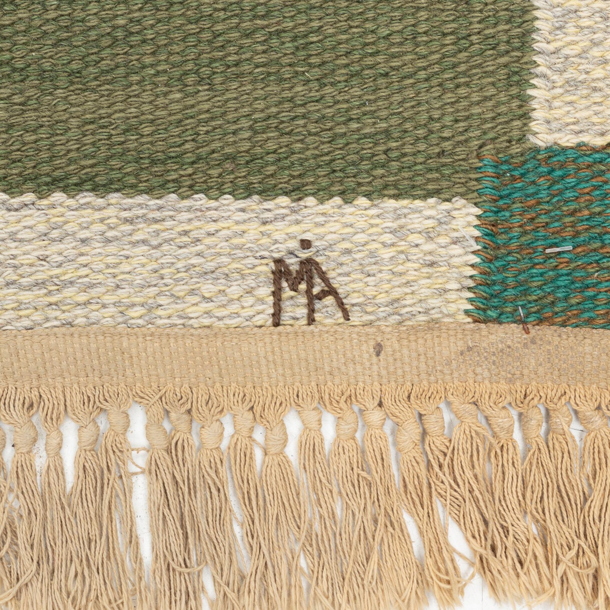 Margareta Åkerberg, matta, rölakan, Gammelstads Handväveri AB, signerad MÅ, 200 x 140 cm.