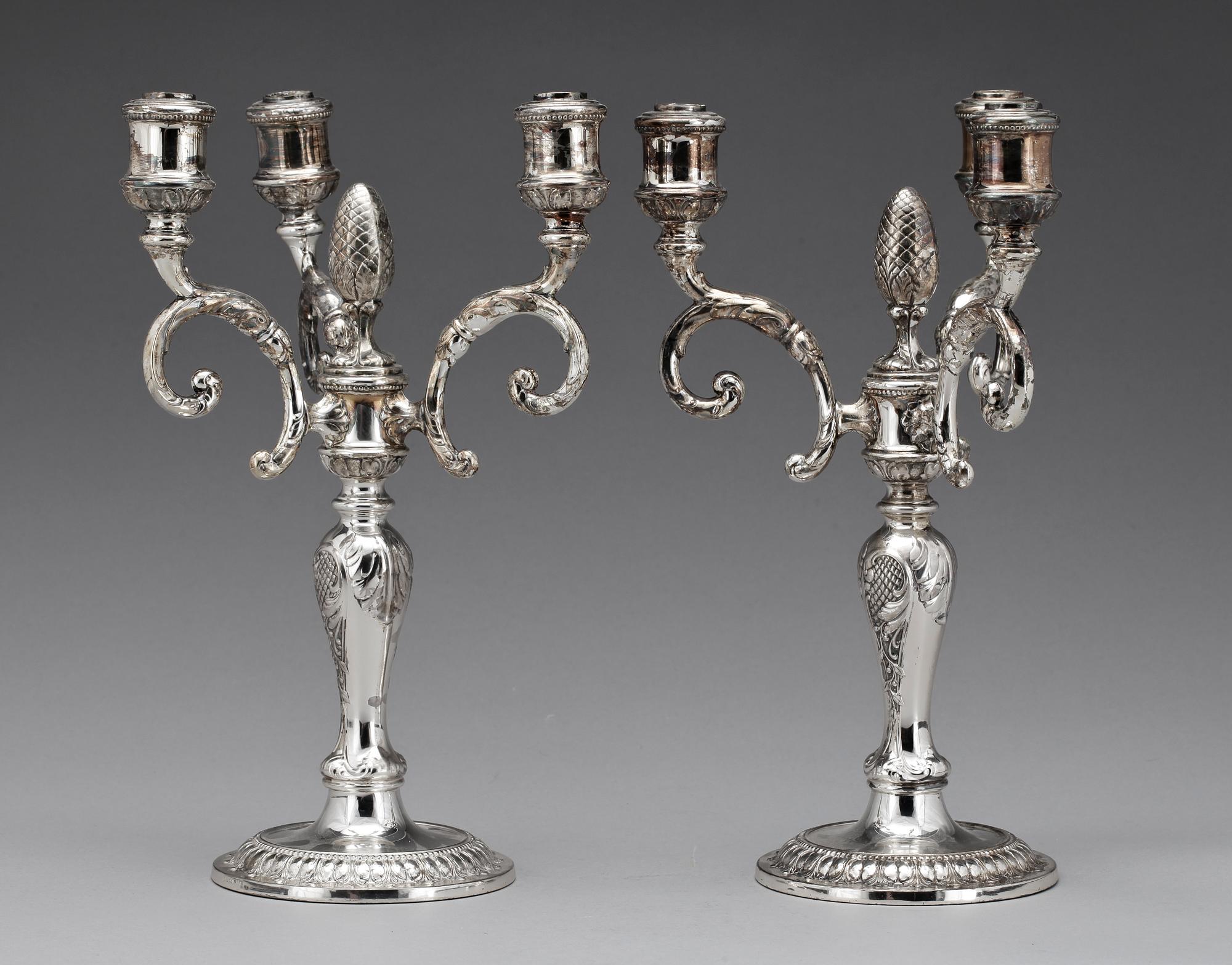 KANDELABRAR, ett par, sterling silver, Tyskland 1900-talets mitt/andra hälft.