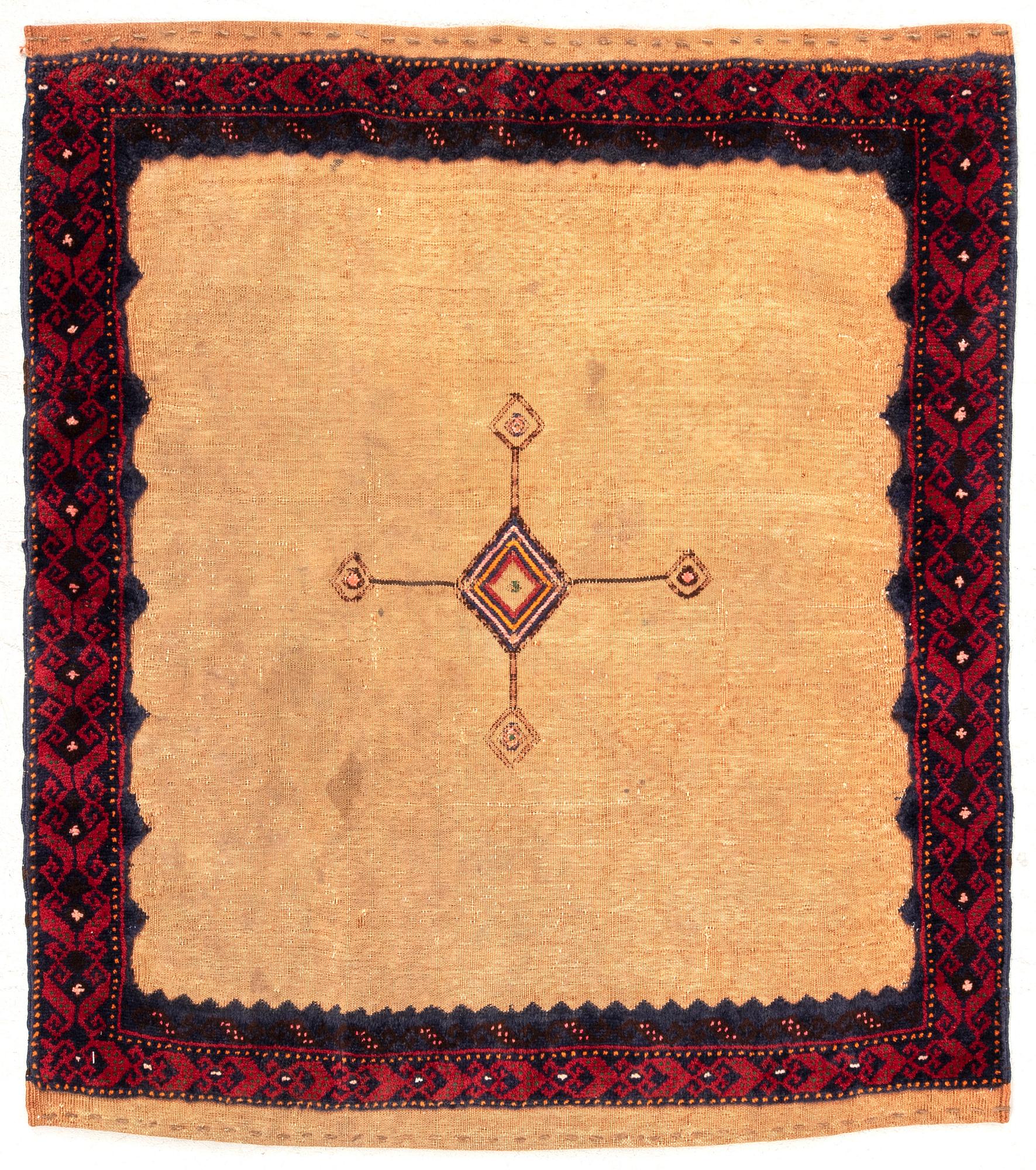 Carpet Baluch Sofreh old partly flat weave 83x94 cm.