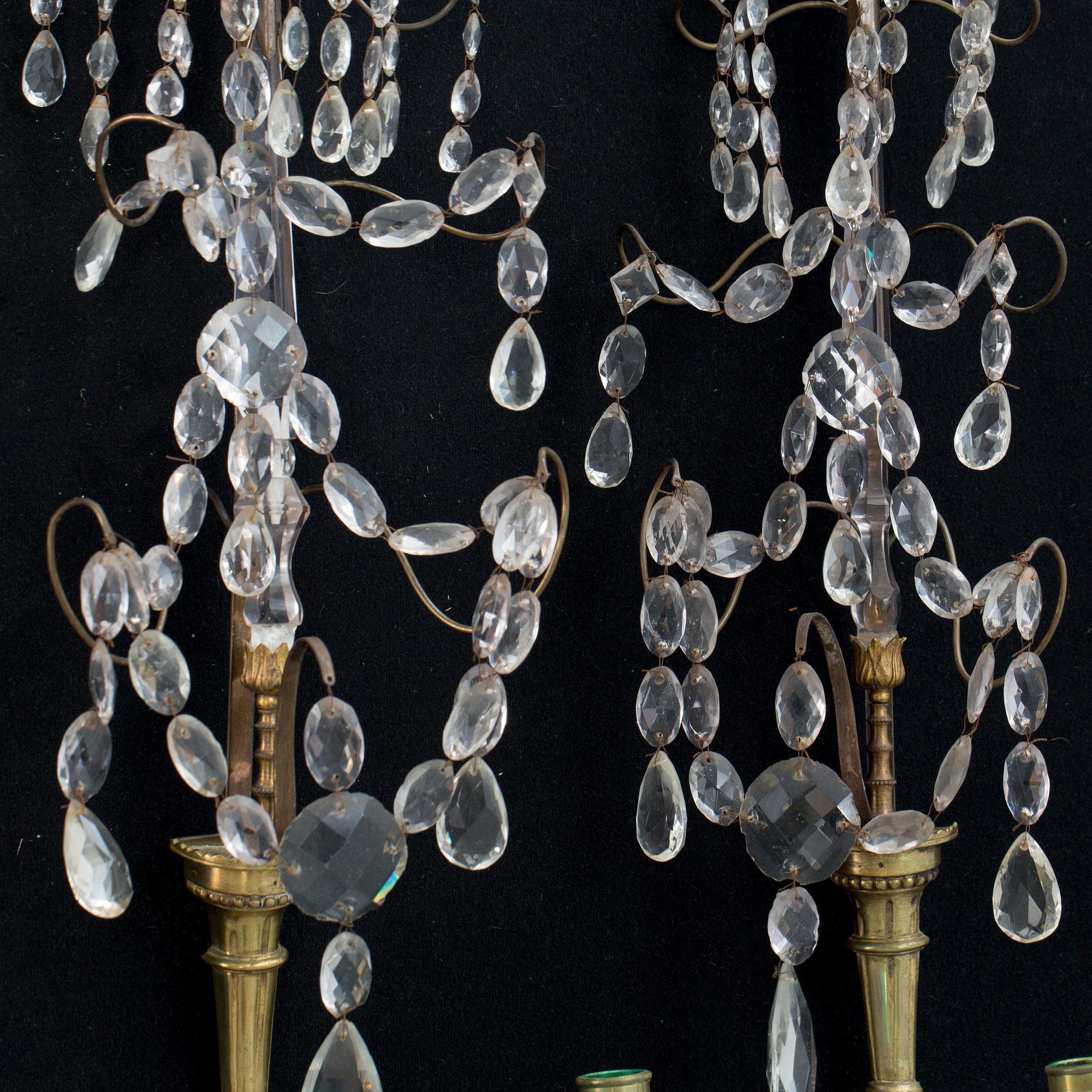 VÄGGAPPLIQUER, ett par, Louis XVI-stil, 1800-tal.