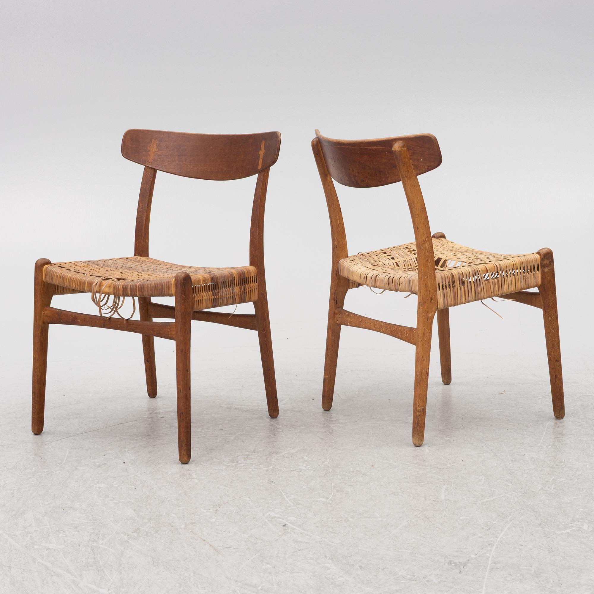 Hans J. Wegner, stolar, 4 st, "Spisestolen/ CH-23", Danmark, 1900-talets andra hälft.