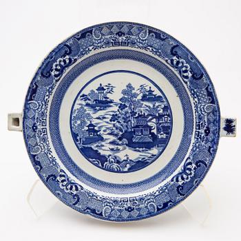 Hot watert plates, two pieces, creamware, Europe 19th century.