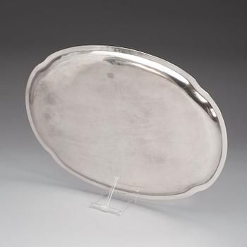 A W.A. Bolin silver tray, Stockholm 1931.