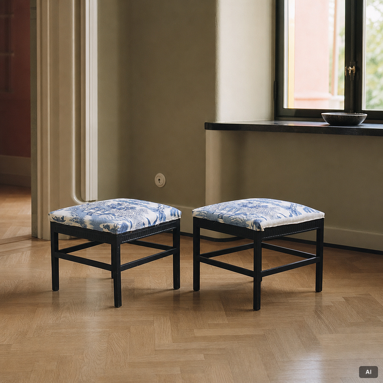 Two gustavian style stools, 20th century.