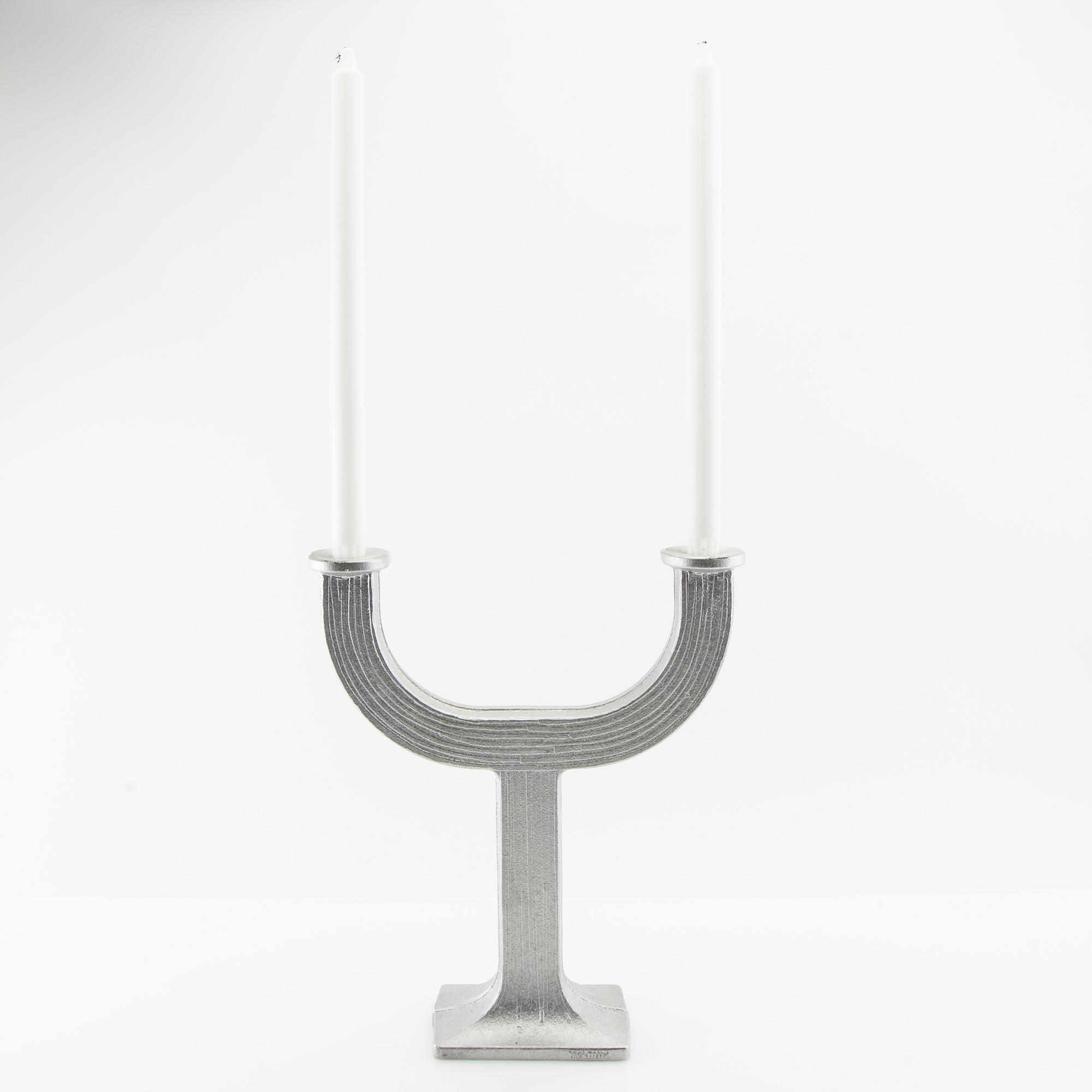 Signe Persson-Melin, candelabrum "Salut" for Byarums Bruk, late 20th century, cast aluminium.